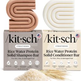 Kitsch Rice Water Protein Solid Shampoo and Conditioner Set for Hair Growth – Strengthening Hair Care Duo w/Rice Protein & Vitamins for Damage Repair – Paraben, Sulfate & Silicone Free, Made in USA